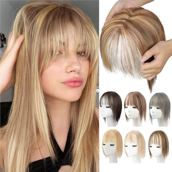 Hair Toppers for Women, 360° 3D Cover Wispy Bangs Hair Pieces for Women,New Upgraded model