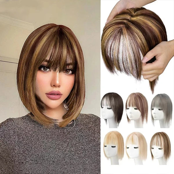 Hair Toppers for Women, 360° 3D Cover Wispy Bangs Hair Pieces for Women,New Upgraded model