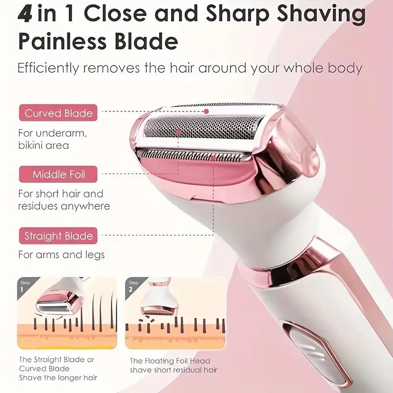 4 in 1 Electric Shaver | 1 Set Portable Hair Removal Machine Facial Stainless Razor Trimmer
