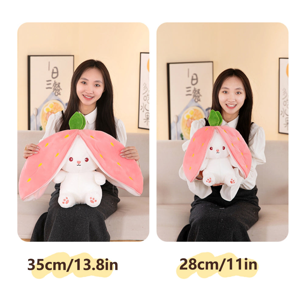 Reversible Strawberry Carrot Bunny Plush Toy