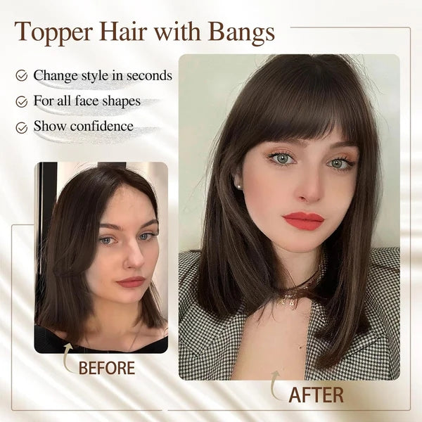 Hair Toppers for Women, 360° 3D Cover Wispy Bangs Hair Pieces for Women,New Upgraded model