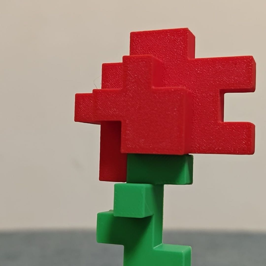 Rose creative ornaments, pixel potted plants, splicing 3d