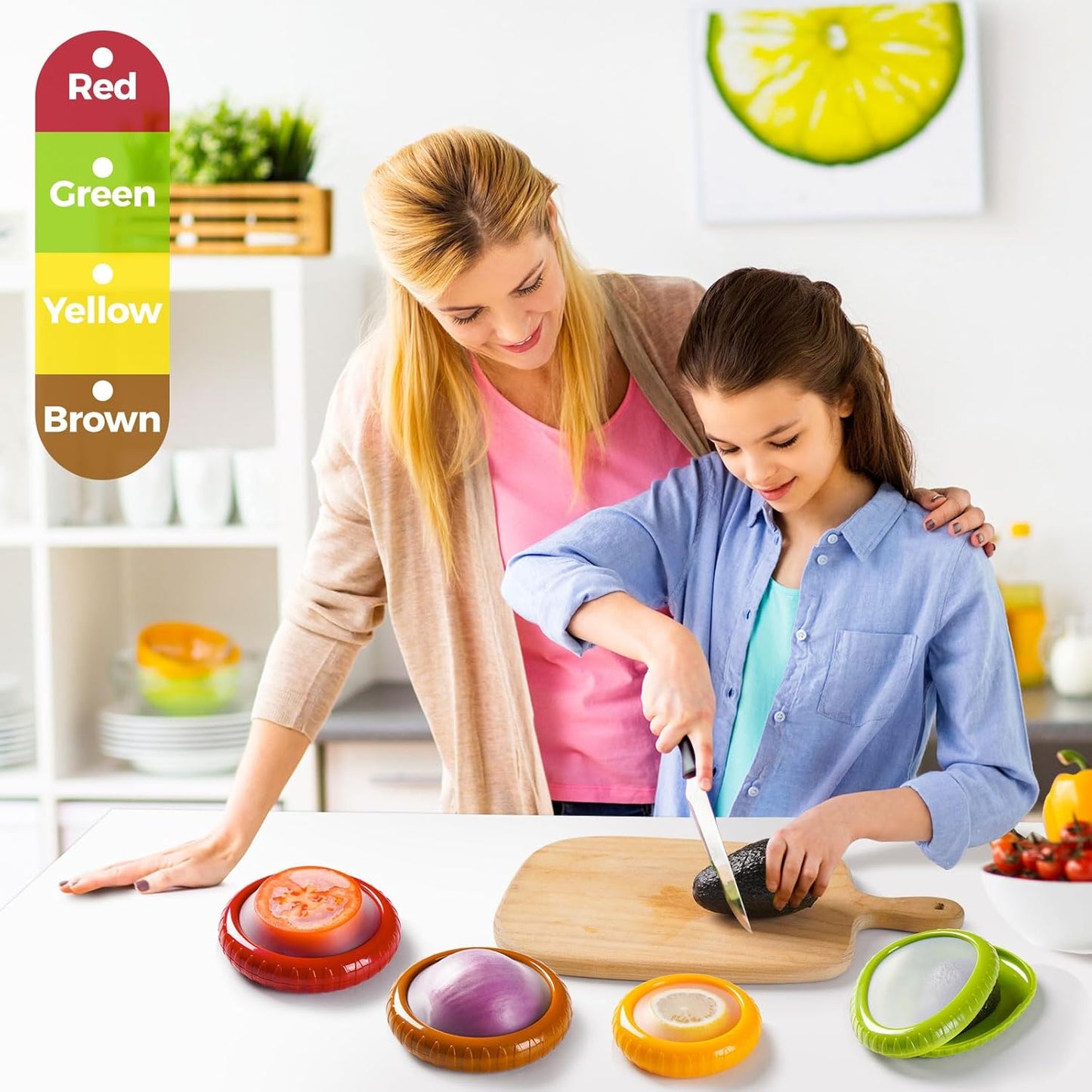 Avocado Saver and Onion Storage Set, 4 Pcs Silicone Fruit Vegetable Anti-oxidation Box,Reusable Fridge Fresh Pod Food Storage,Perfect Lemons Tomato Garlic Containers