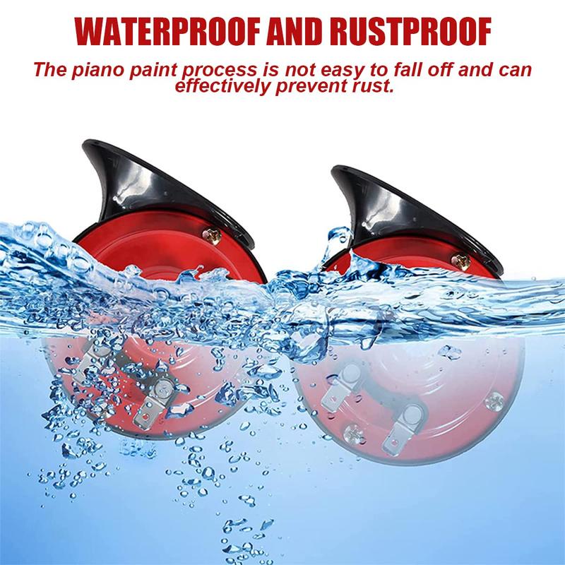 300DB Waterproof Horn Set – 2PCS 12V Snail Air Horns for Car, Motorcycle, and Bike