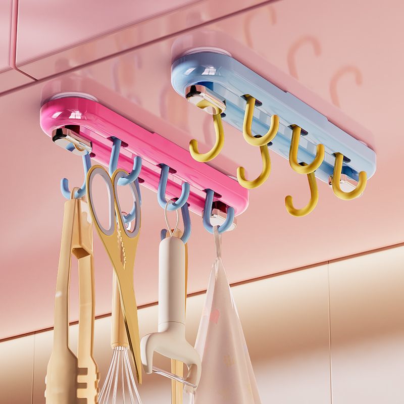 Dopamine Color Swivel Hook Rack – Strong Suction, No-Drill Storage for Kitchen & Home