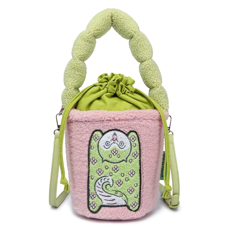 RUOYUSTUDIO Original Design 2024 Fall/Winter Plush Handheld Crossbody Bucket Bag
