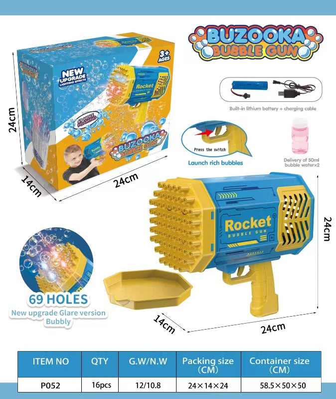 2025 The latest 69 hole Bubble Gun - Children's colored light bubble machine, outdoor and party toys, the best gift for children!