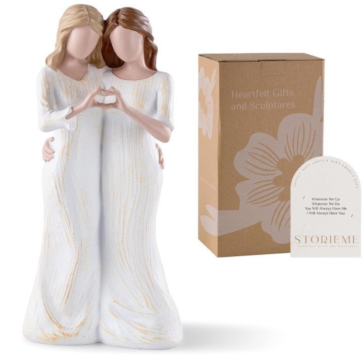 Mother & Daughter Figurine – Resin Desktop Ornament, Heartfelt Mother’s Day Gift & Home Decor