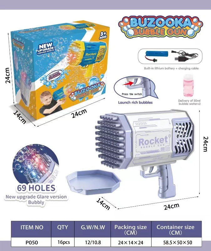 2025 The latest 69 hole Bubble Gun - Children's colored light bubble machine, outdoor and party toys, the best gift for children!