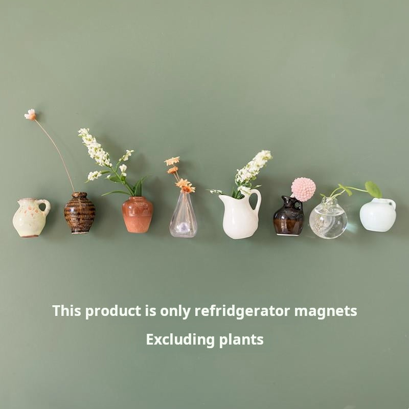 Creative Mini Ceramic Vase Design Decorating Magnet, 3/5/8/10pcs/set Refrigerator Magnet, DIY Fridge Magnet for Flower, Home & Office Interior Decoration, Summer for Gift