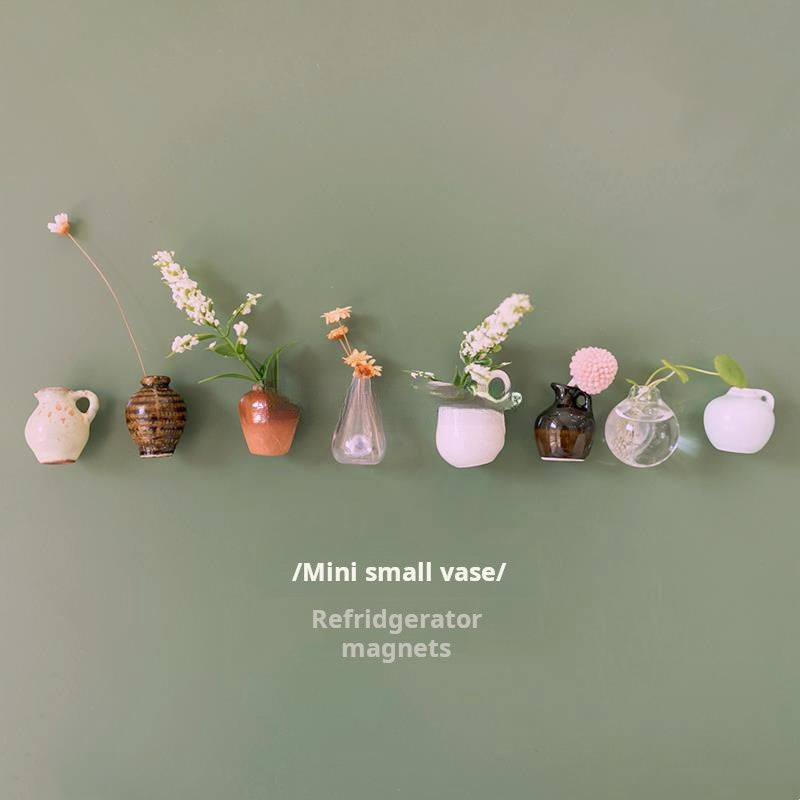 Creative Mini Ceramic Vase Design Decorating Magnet, 3/5/8/10pcs/set Refrigerator Magnet, DIY Fridge Magnet for Flower, Home & Office Interior Decoration, Summer for Gift