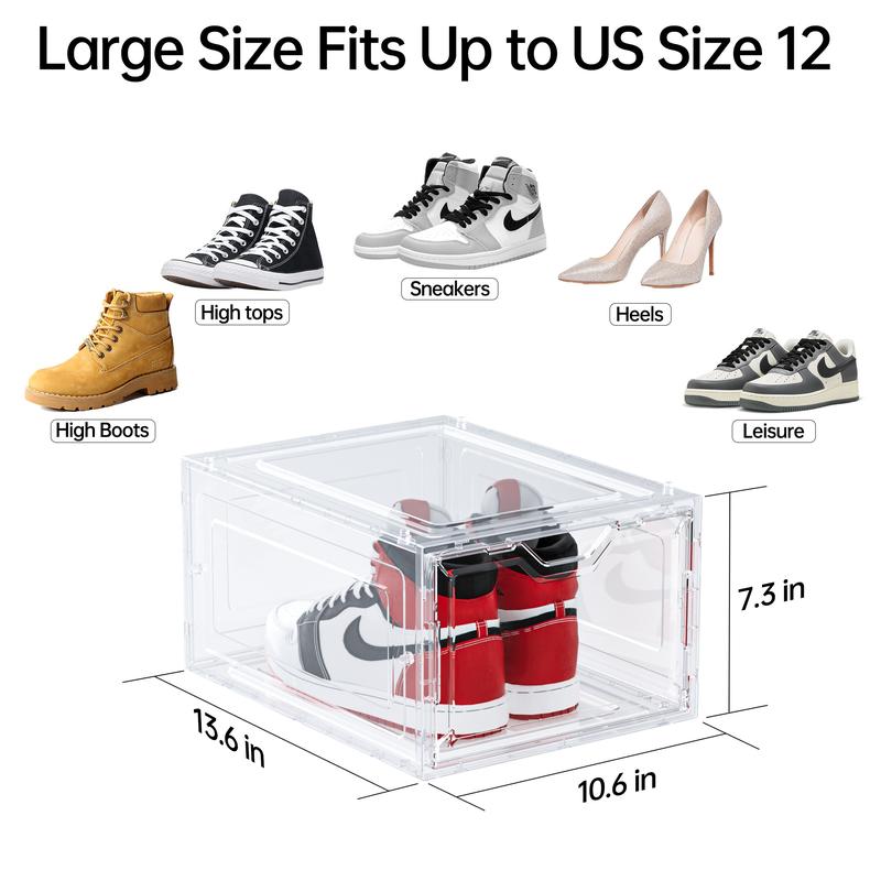 Clear Magnetic Door Shoe Box-Stackable, Dust-Free & Space-Saving Organizer