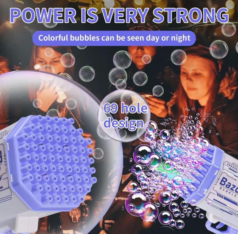 2025 The latest 69 hole Bubble Gun - Children's colored light bubble machine, outdoor and party toys, the best gift for children!