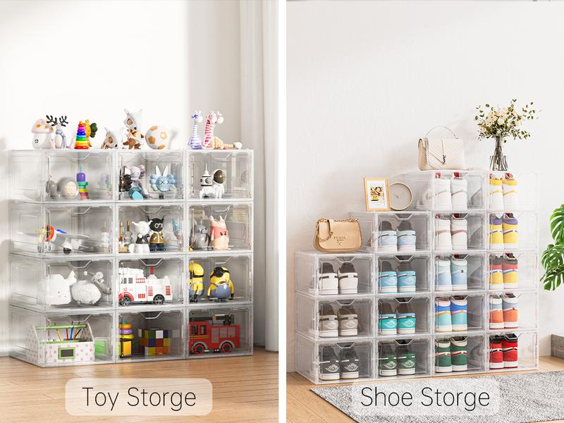 Clear Magnetic Door Shoe Box-Stackable, Dust-Free & Space-Saving Organizer