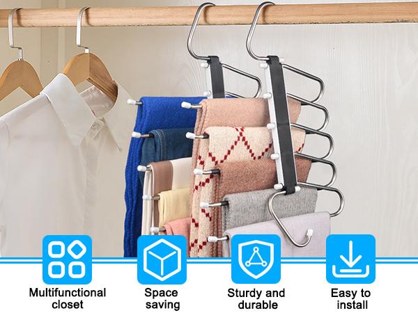 2 Pack Pants Hangers Space Saving 5 Layers