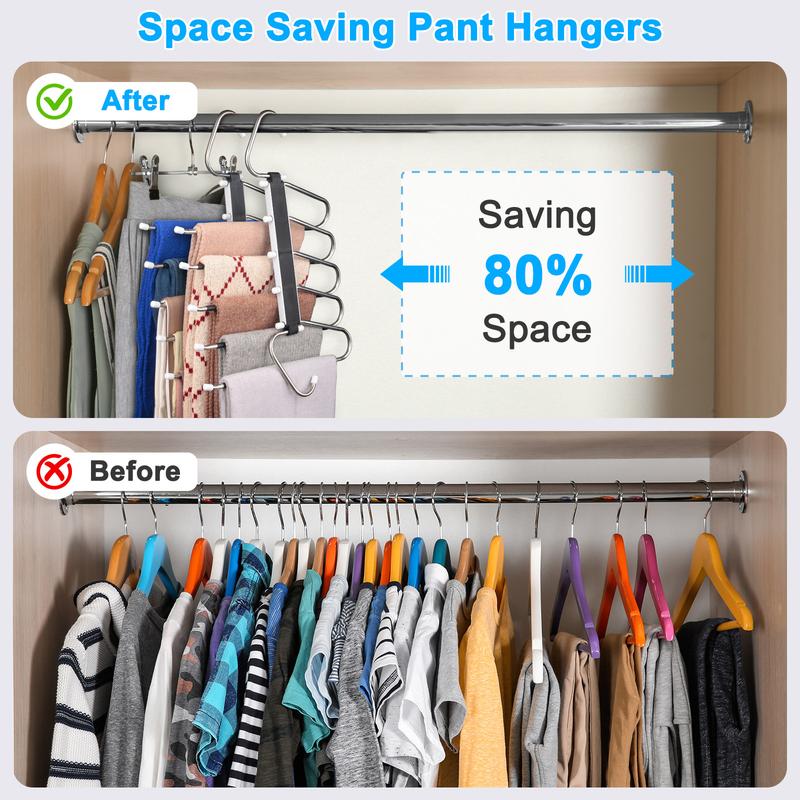 2 Pack Pants Hangers Space Saving 5 Layers