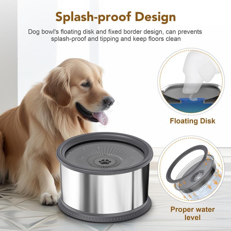 6.5L Dog Water Bowl,Stainless Steel Spill Proof Slow Water Feeder