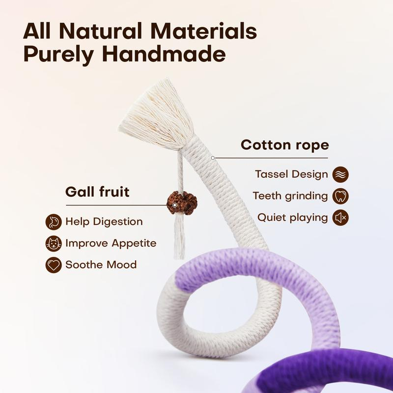 Cat Toys Chew Ropes 3Pcs, Safe Teeth Cleaning