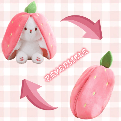 Reversible Strawberry Carrot Bunny Plush Toy