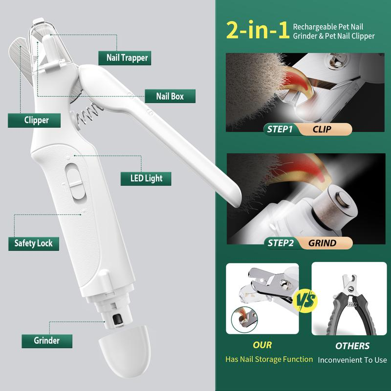 2-in-1 pet nail polisher, dog nail clipper trimmer