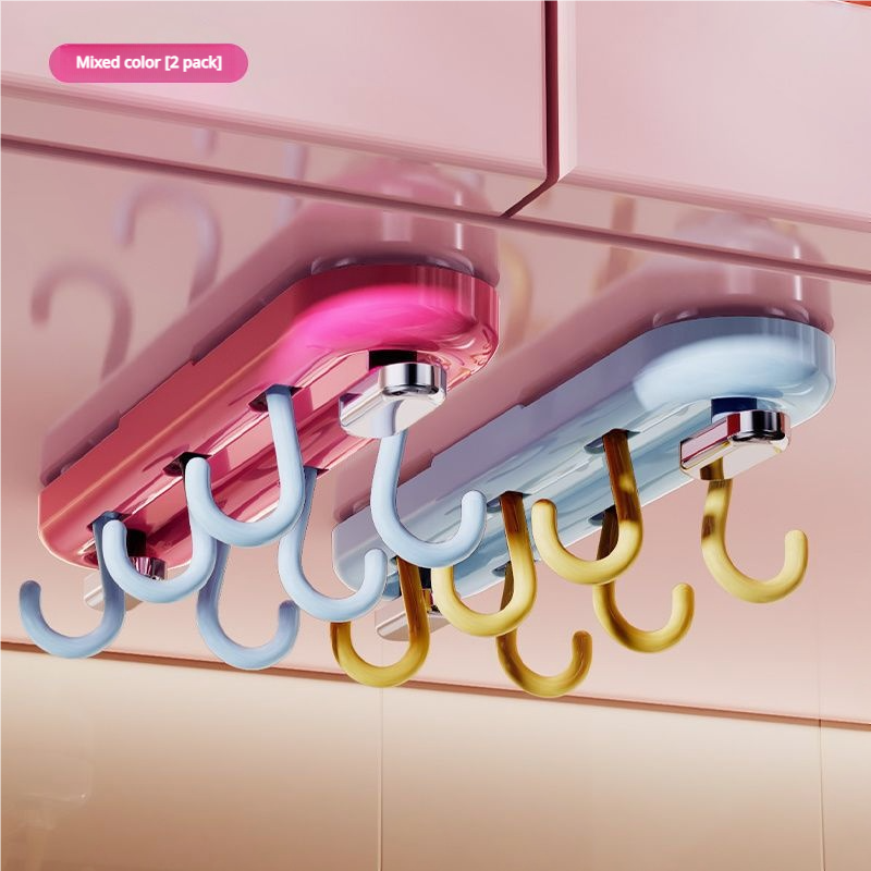 Dopamine Color Swivel Hook Rack – Strong Suction, No-Drill Storage for Kitchen & Home