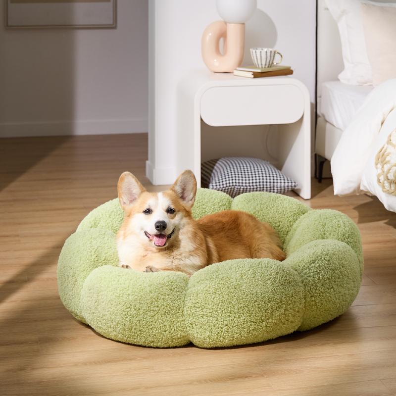 Flower Donut Round Fluffy Puppy Bed