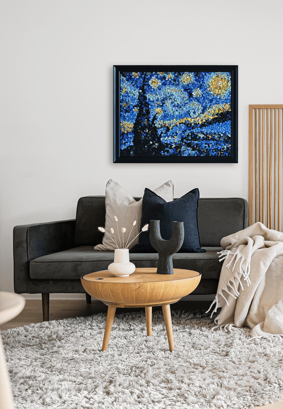 Button Decoration Painting, 31.1*39in (Starry Night,Van Gogh)