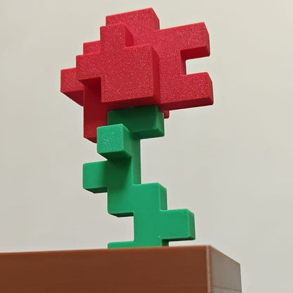 Rose creative ornaments, pixel potted plants, splicing 3d