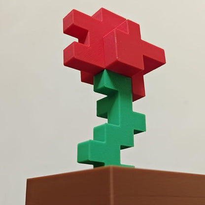 Rose creative ornaments, pixel potted plants, splicing 3d