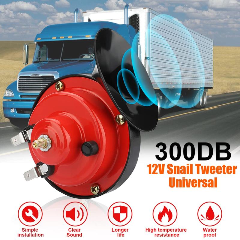 300DB Waterproof Horn Set – 2PCS 12V Snail Air Horns for Car, Motorcycle, and Bike