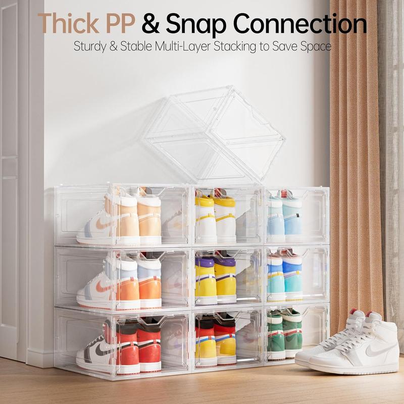 Clear Magnetic Door Shoe Box-Stackable, Dust-Free & Space-Saving Organizer
