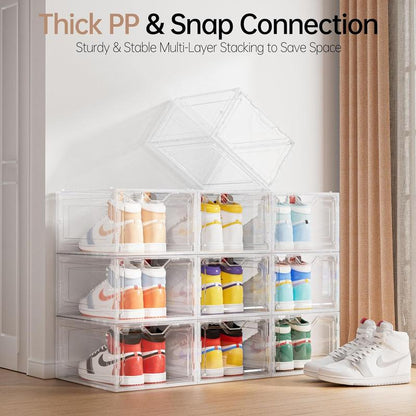 Clear Magnetic Door Shoe Box-Stackable, Dust-Free & Space-Saving Organizer