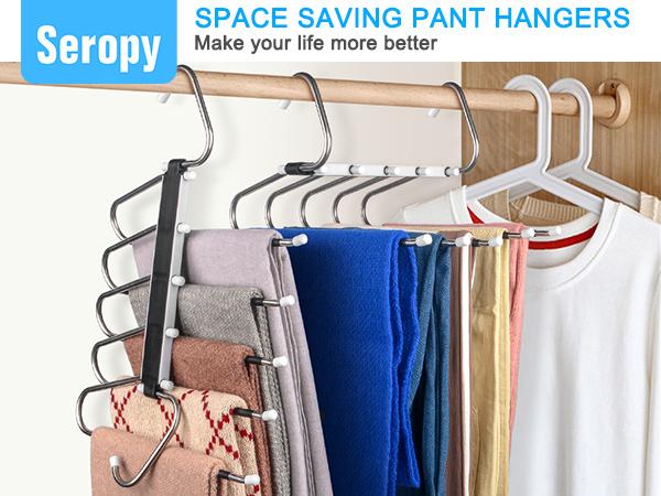 2 Pack Pants Hangers Space Saving 5 Layers