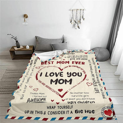 Letter To Mom Pattern Blanket, 1/2/3 Counts Soft Comfortable Warm Throw, Air-conditioned Room Warm Nap Blanket for Home Office Travel,  Bedroom Accessories