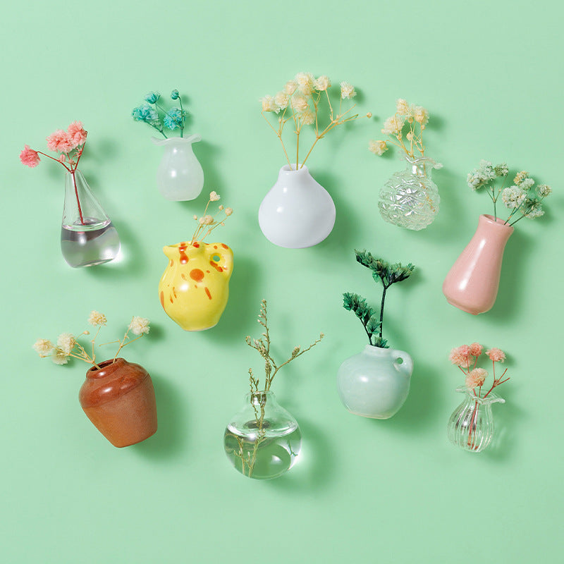Creative Mini Ceramic Vase Design Decorating Magnet, 3/5/8/10pcs/set Refrigerator Magnet, DIY Fridge Magnet for Flower, Home & Office Interior Decoration, Summer for Gift
