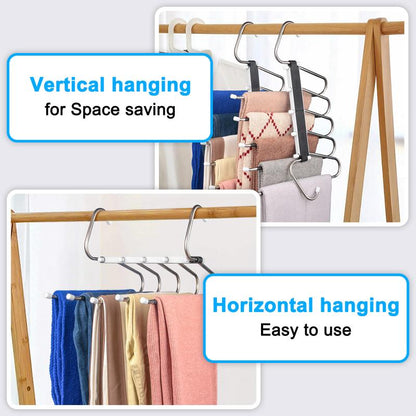 2 Pack Pants Hangers Space Saving 5 Layers