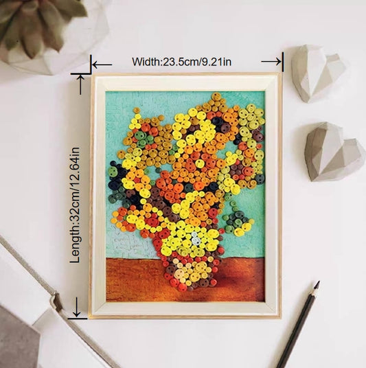 Button Decoration Painting, 12.64*9.21in