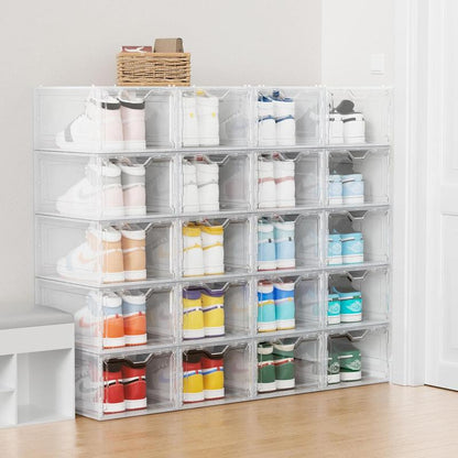Clear Magnetic Door Shoe Box-Stackable, Dust-Free & Space-Saving Organizer