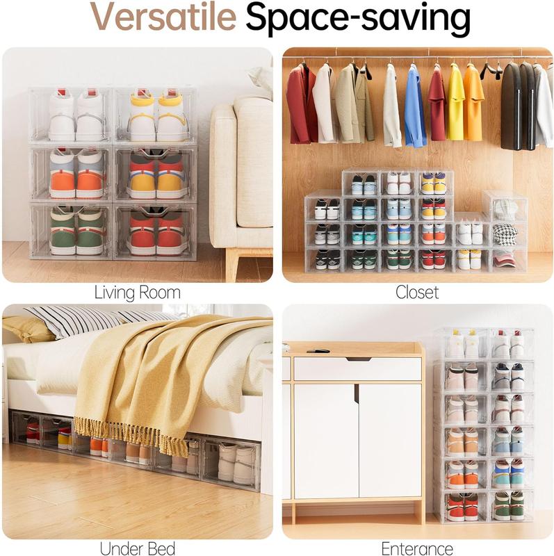 Clear Magnetic Door Shoe Box-Stackable, Dust-Free & Space-Saving Organizer