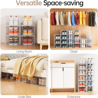 Clear Magnetic Door Shoe Box-Stackable, Dust-Free & Space-Saving Organizer