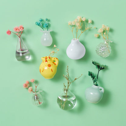 Creative Mini Ceramic Vase Design Decorating Magnet, 3/5/8/10pcs/set Refrigerator Magnet, DIY Fridge Magnet for Flower, Home & Office Interior Decoration, Summer for Gift
