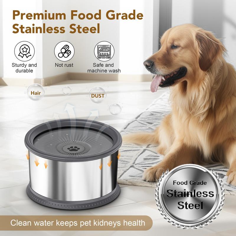 6.5L Dog Water Bowl,Stainless Steel Spill Proof Slow Water Feeder