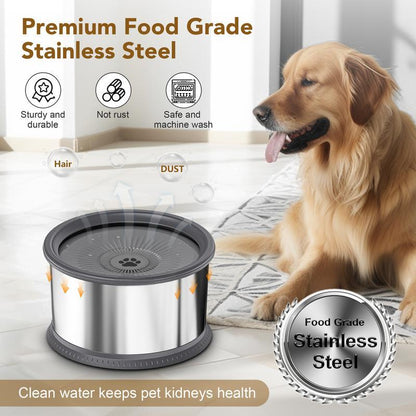 6.5L Dog Water Bowl,Stainless Steel Spill Proof Slow Water Feeder