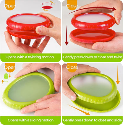 Avocado Saver and Onion Storage Set, 4 Pcs Silicone Fruit Vegetable Anti-oxidation Box,Reusable Fridge Fresh Pod Food Storage,Perfect Lemons Tomato Garlic Containers