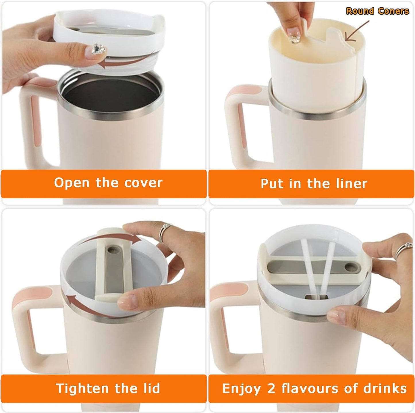 Stanley Cup 40oz Silicone Liner Set – Leakproof, Reusable & Dishwasher Safe
