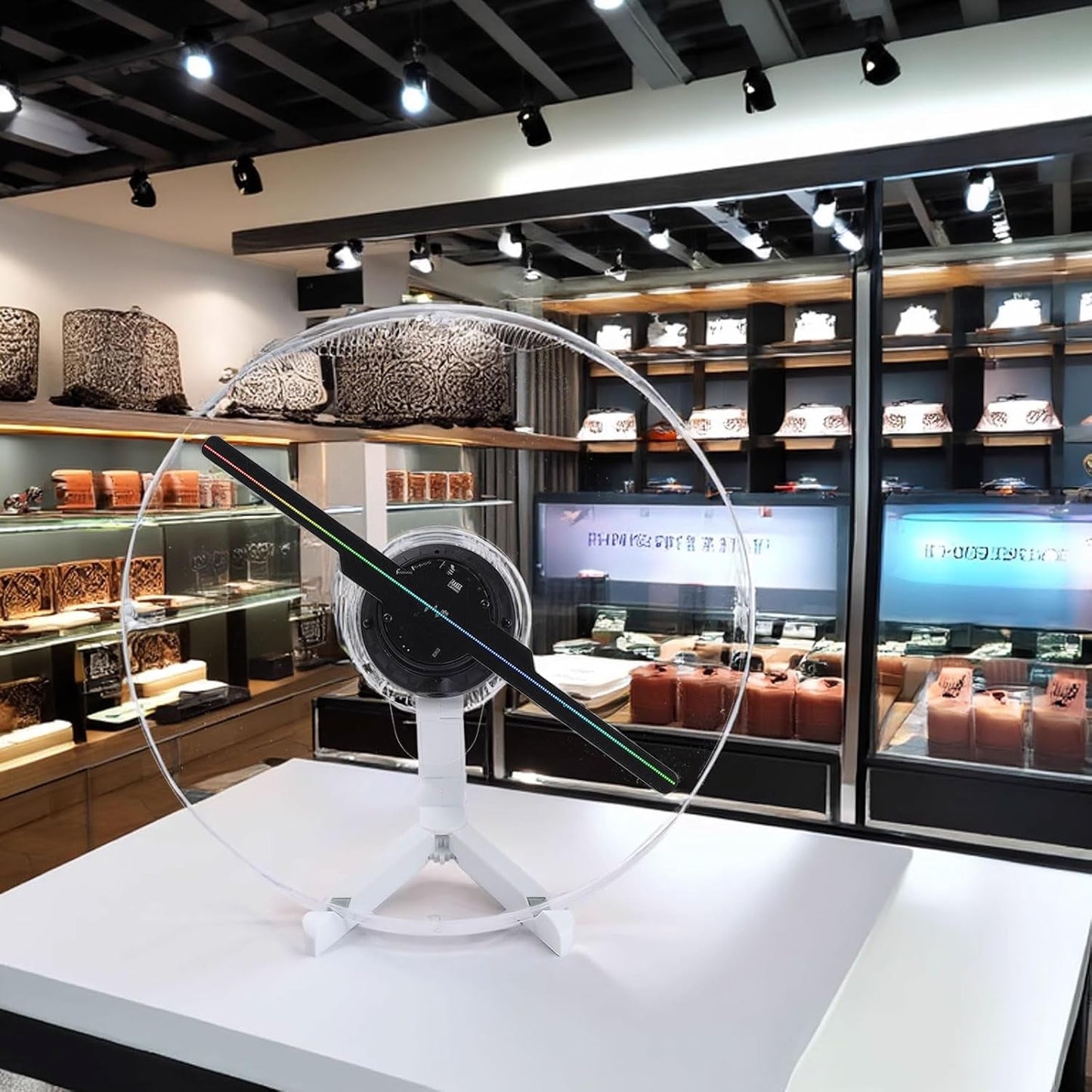 Naked eye 3D holographic fan advertising machine stereoscopic projection LED high-definition intelligent floating imaging