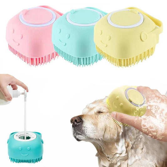 Summer Pet Bath Soap Dispenser Massage Brush