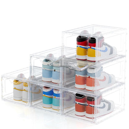 Clear Magnetic Door Shoe Box-Stackable, Dust-Free & Space-Saving Organizer