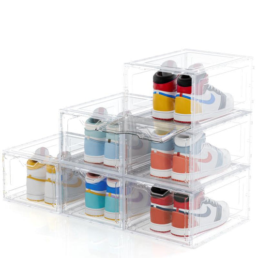 Clear Magnetic Door Shoe Box-Stackable, Dust-Free & Space-Saving Organizer