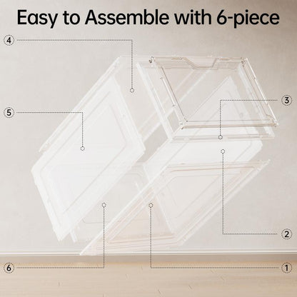 Clear Magnetic Door Shoe Box-Stackable, Dust-Free & Space-Saving Organizer